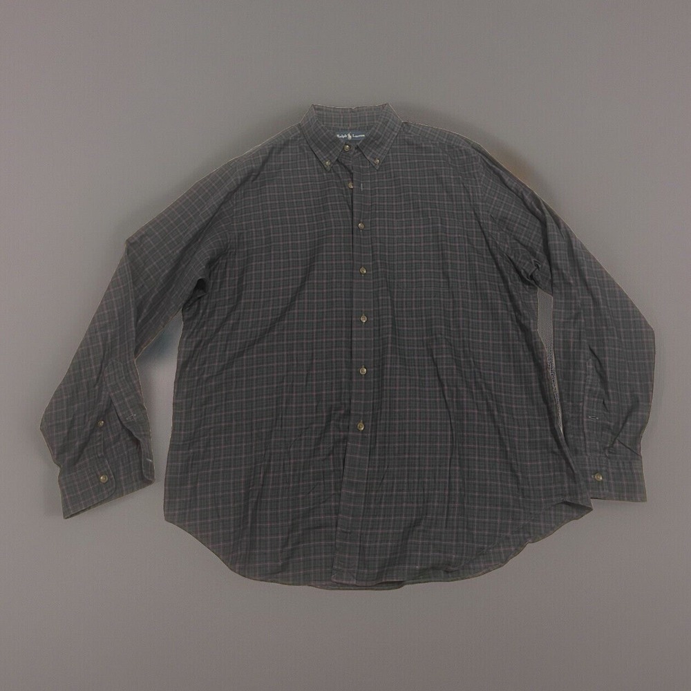 Ralph Lauren Mens XL Plaid Button Down Shirt Green Navy Red Long Sleeve Cotton - Picture 1 of 5